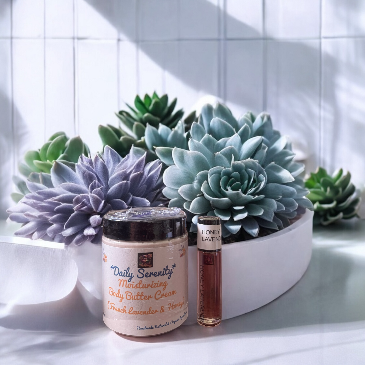 Body Butter Cream 4oz. & Roll-On Oil – Hydration & Self-Care Duo (French Lavender Honey )