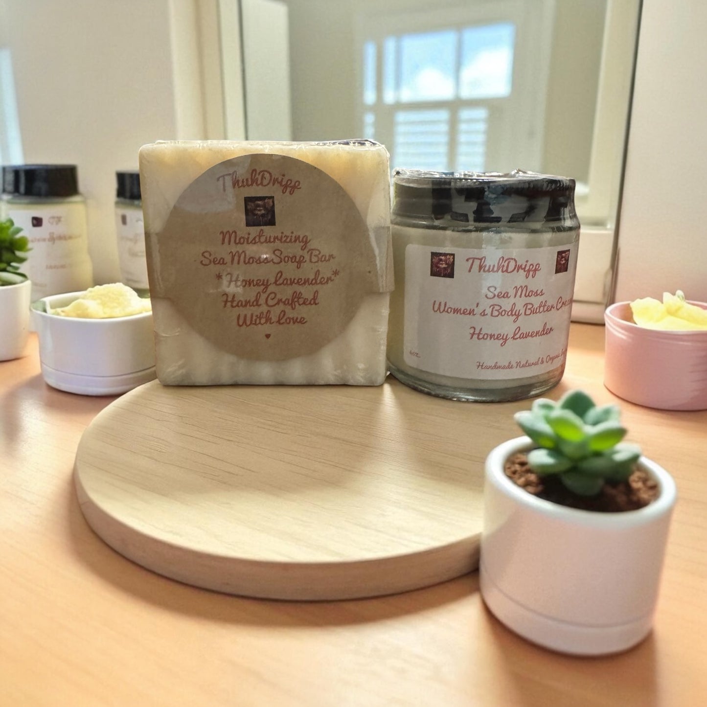 🌿 Sea Moss Bar Soap & Body Butter Cream Duo - Scent: Honey Lavender Net Wt: Soap 5.5 oz | Body Butter 4 oz