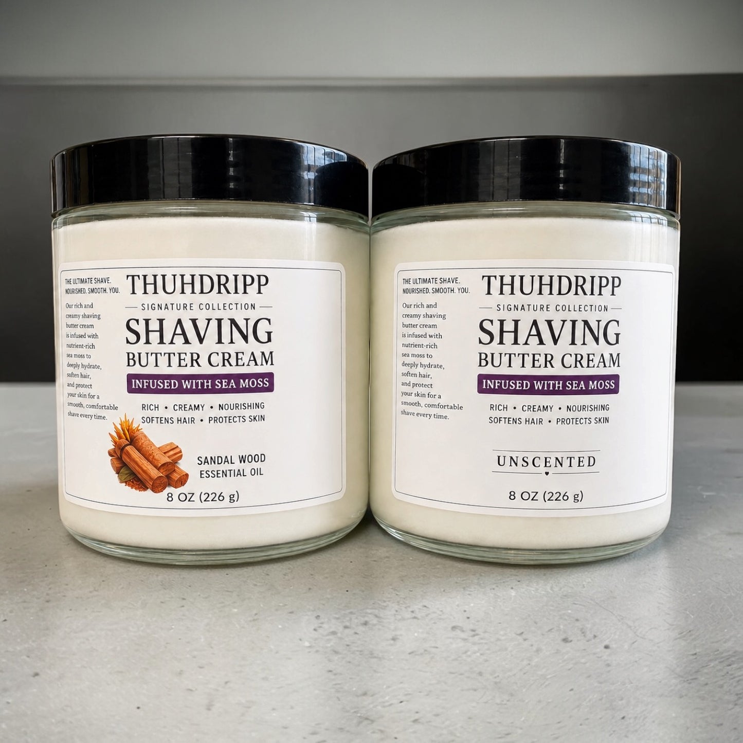 THUHDRIPP Men's Signature Collection Shaving Butter Cream – Infused with Sea Moss (8 oz)