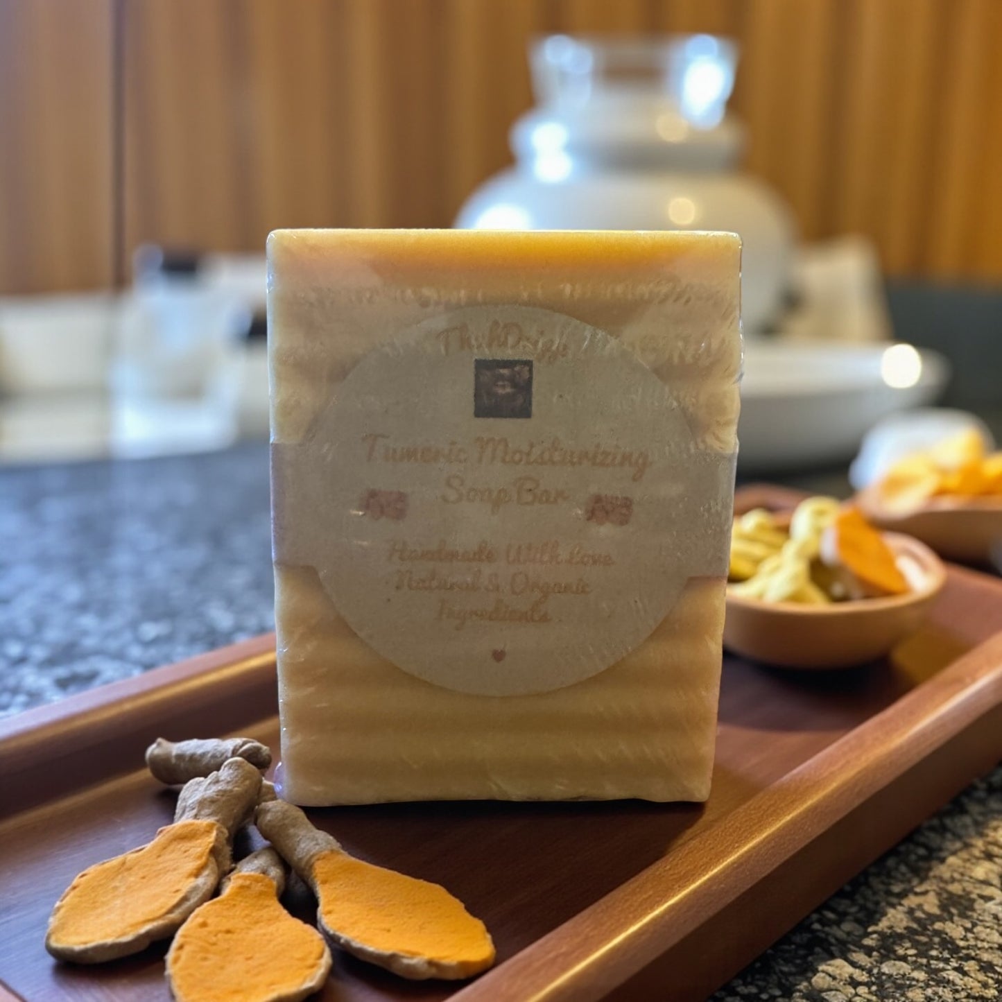 Tumeric Moisturizing soap bar 6.5oz Exfoliating Soap Sack included.