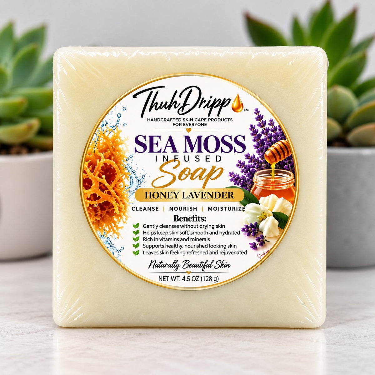 Sea Moss Infused ( Honey Lavender) Soap Bar – 4.4 oz
