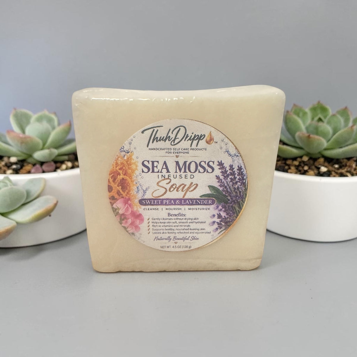 🌿 Sea Moss Infused (Sweet Pea & Lavender) Soap Bar – 4.4 oz Cruelty Free