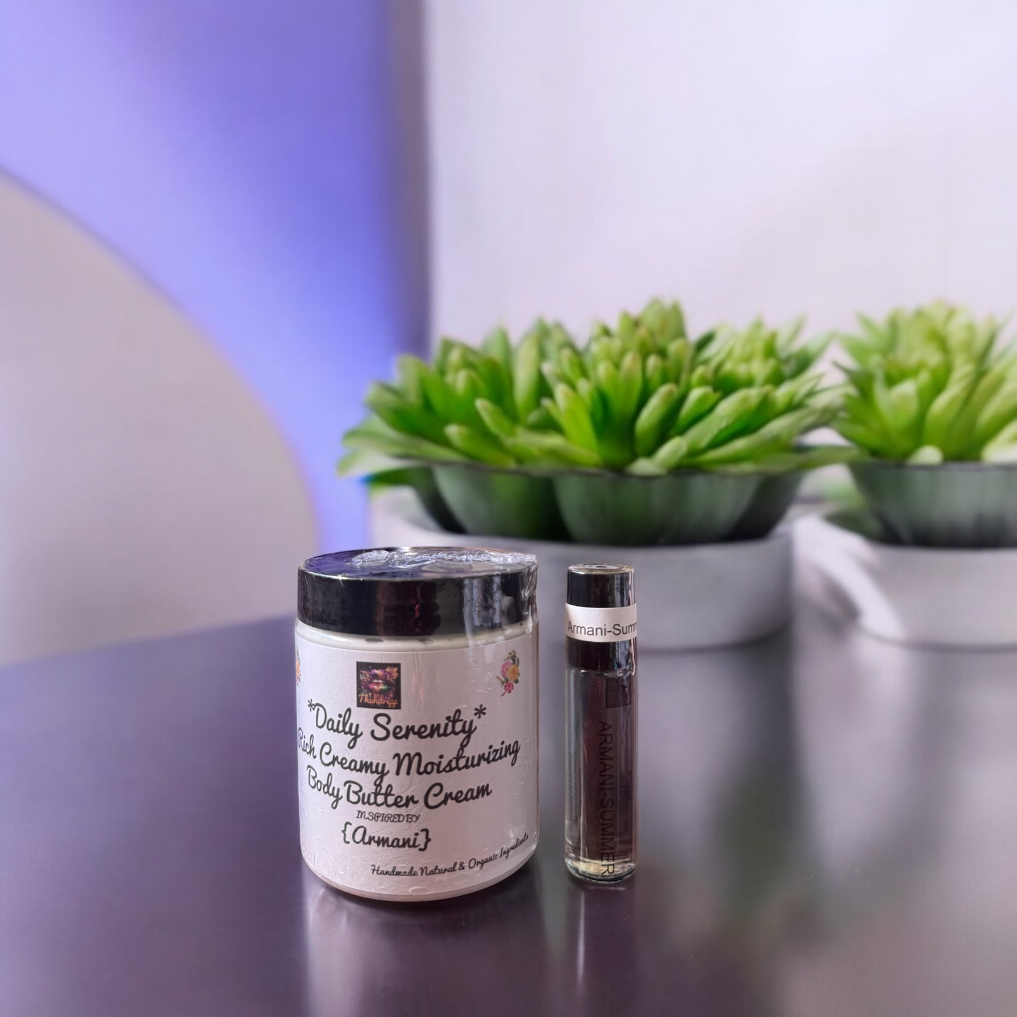 *Daily Serenity* Women's Body Butter Cream & Roll on Body oil Bundle Pack (Inspired by Armani) (Handcrafted just for you)