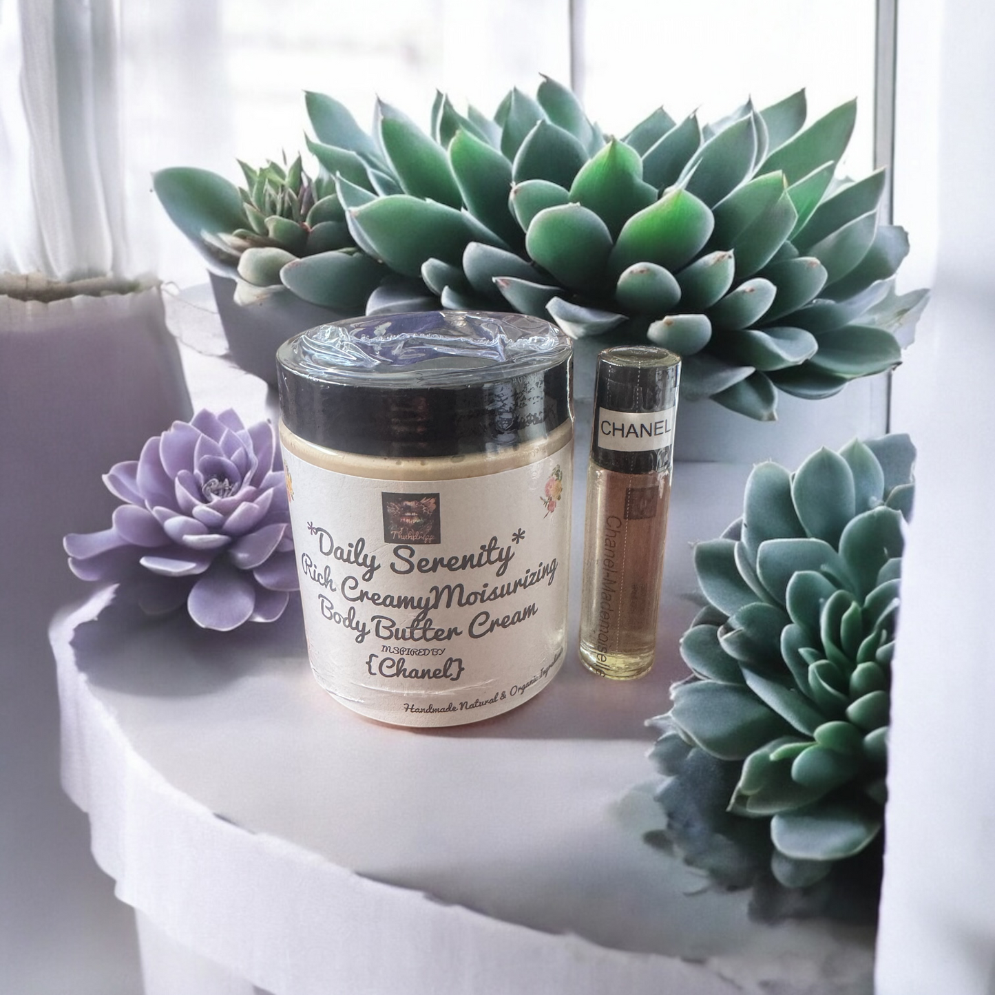 *Daily Serenity*   Women's Body Butter Cream & Roll on Body oil Bundle Pack (Inspired by Chanel) (Handcrafted just for you)