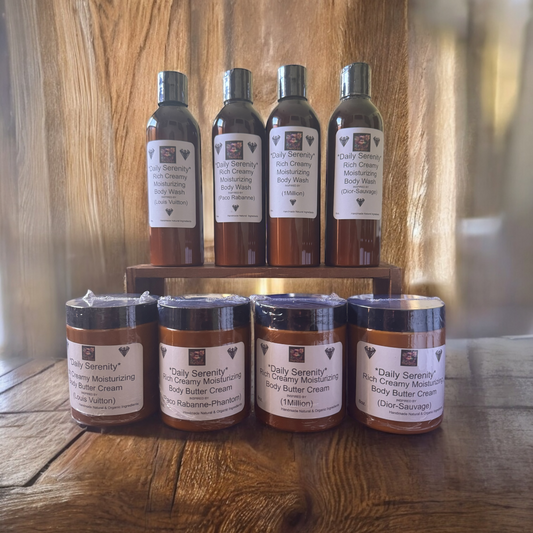 *Daily Serenity*  Men's Body Butter Cream & Roll on Body oil Bundle Pack (Designer Inspired) (Handcrafted just for you)