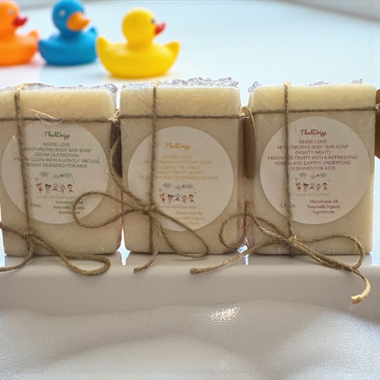 KIDDIE LOVE 🩷💙Moisturizing Body Soap Bar 3.75oz Exfoliating Soap Sack included.
