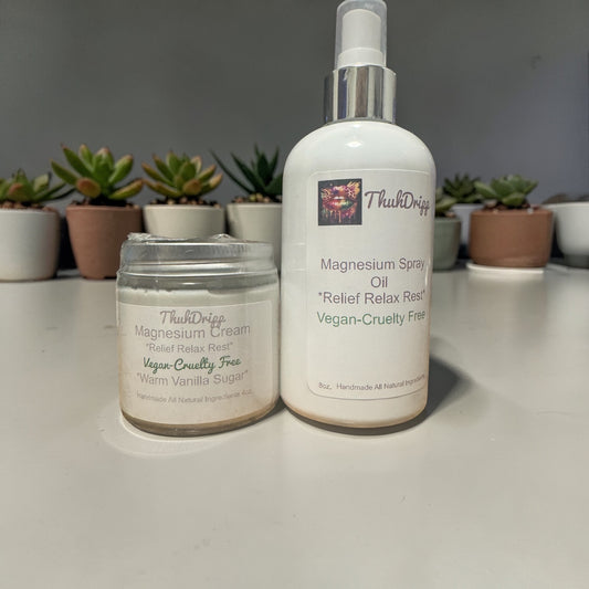 Magnesium Cream & Magnesium Oil Spray Bundle – Warm Vanilla Sugar Body Cream + Unscented Magnesium Oil Spray – Vegan & Cruelty-Free 4oz Cream 8oz Spray