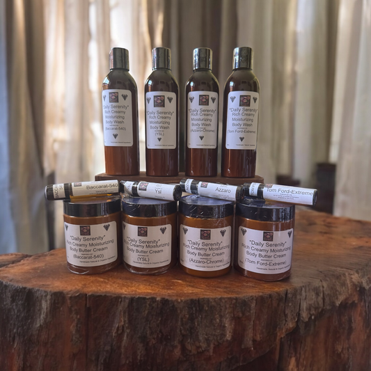 *Daily Serenity*Men's Rich & CreamyMoisturizing Body Butter Cream & Roll On Body Oil  & Body Wash Bundle  (Handcrafted just for you) ( Designer Inspired)