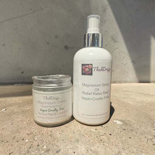 Magnesium Cream & Magnesium Oil Spray Bundle – Sweet Pea&Lavender Body Cream + Unscented Magnesium Oil Spray – Vegan & Cruelty-Free 4oz Cream 8oz Spray