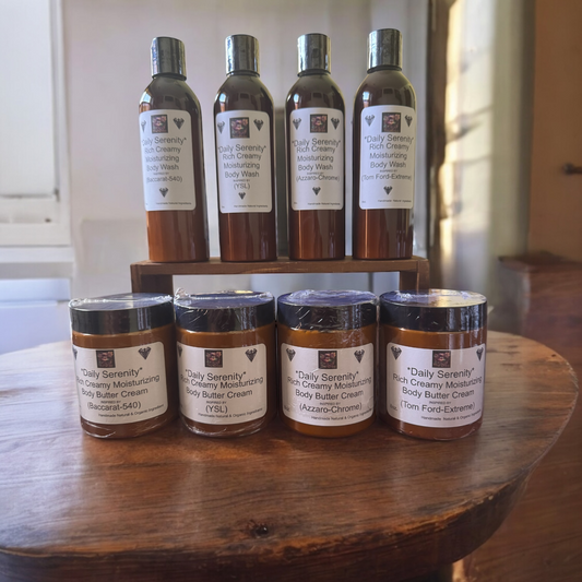 *Daily Serenity*  Men's Body Butter Cream & Roll on Body oil Bundle Pack (Designer Inspired) (Handcrafted just for you)
