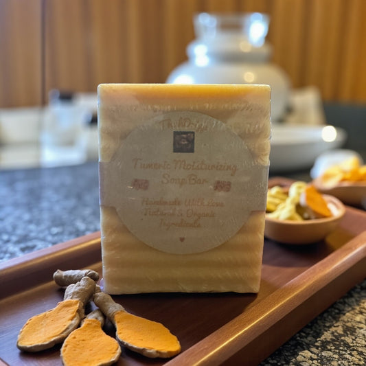 Tumeric Moisturizing soap bar 6.5oz Exfoliating Soap Sack included.